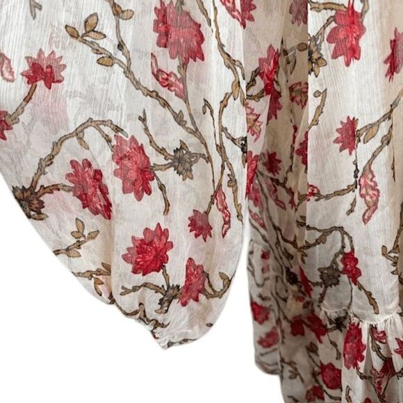 Free People Keeping Up With Kara Tunic Ivory Floral Chiffon Embroidery Small - Picture 5 of 15